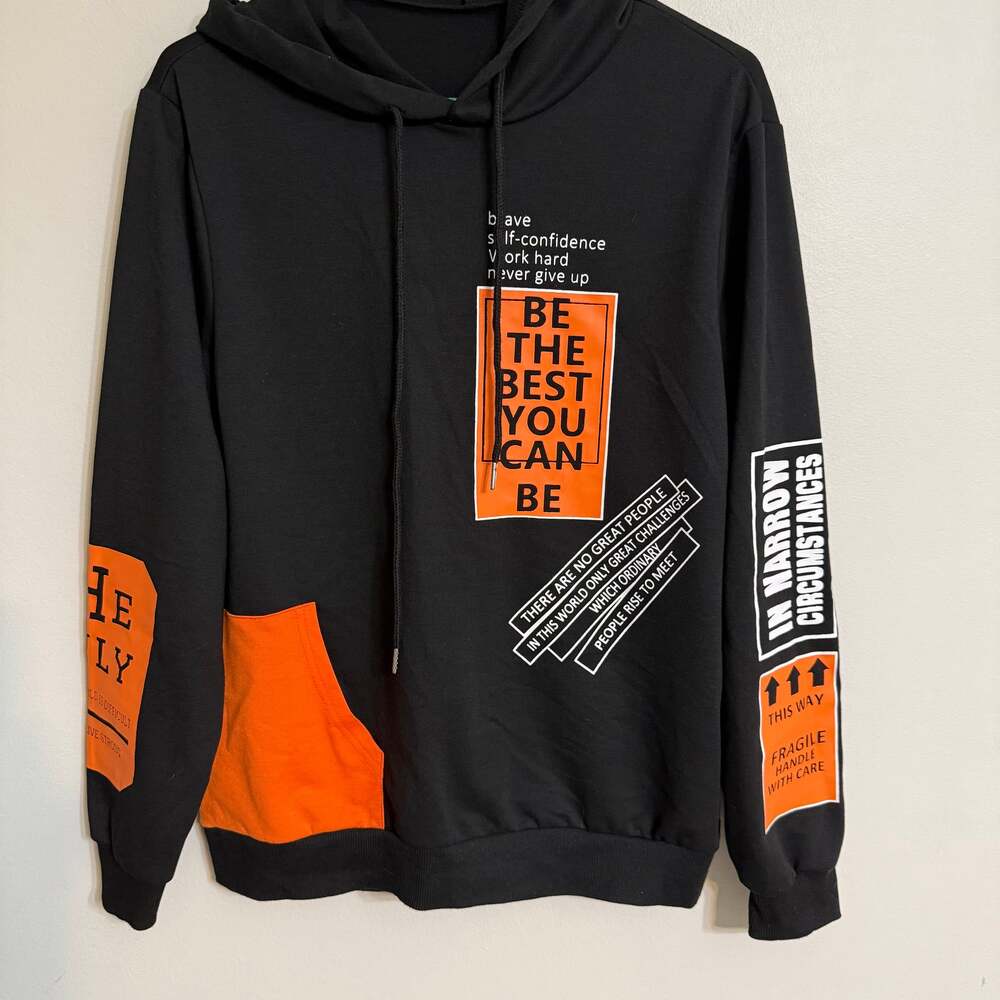 SHEIN Positive Slogan Graphic Drawstring Pullover Hoodie Small‎ Halloween